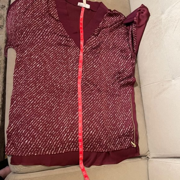 Women Michael Kors Long Burgundy Blouse -size L - Picture 11 of 11